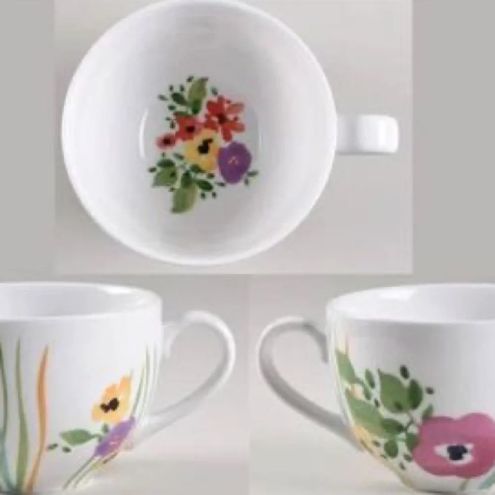 4 Pc Verdant Acres by ANTHROPOLOGIE Dinner & Salad Plate + Bowl + Mug Dish Set